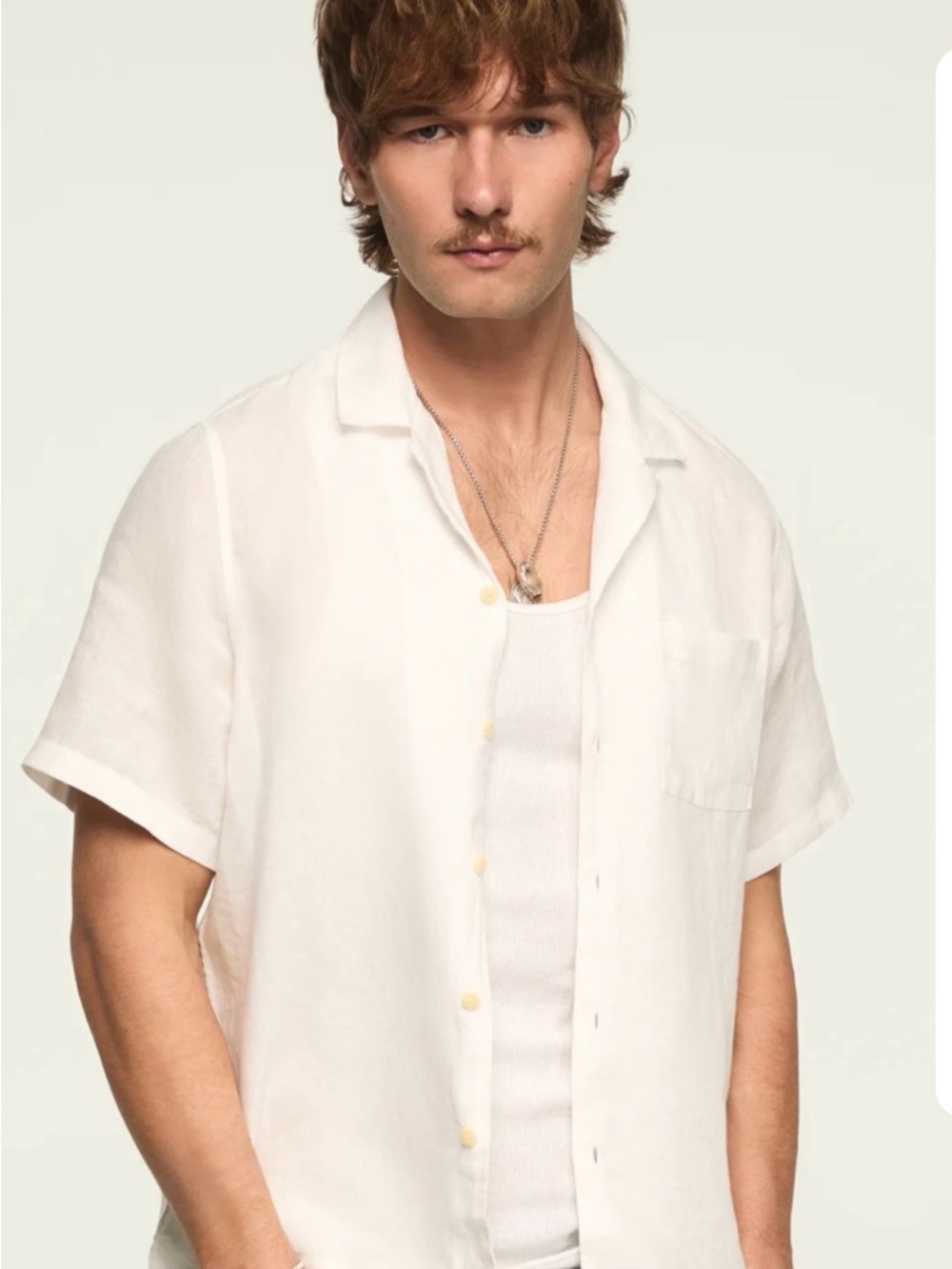 Lucky Brand 100% Linen Short-Sleeve Camp Collar Button-Up Shirt
